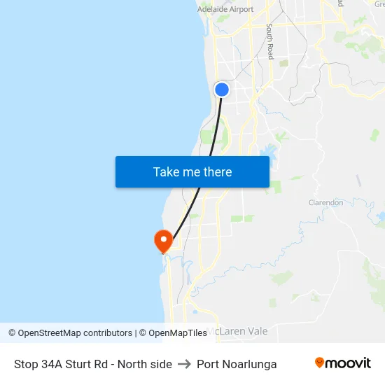 Stop 34A Sturt Rd - North side to Port Noarlunga map