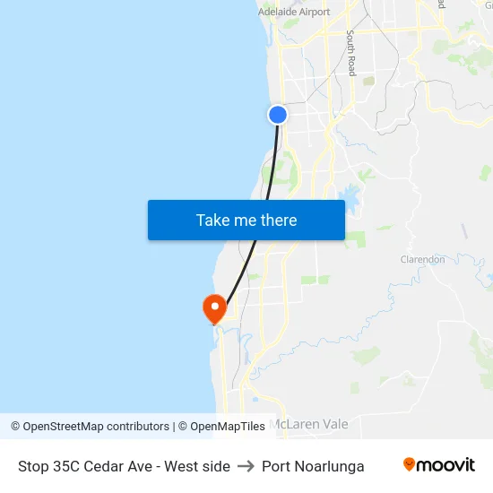 Stop 35C Cedar Ave - West side to Port Noarlunga map