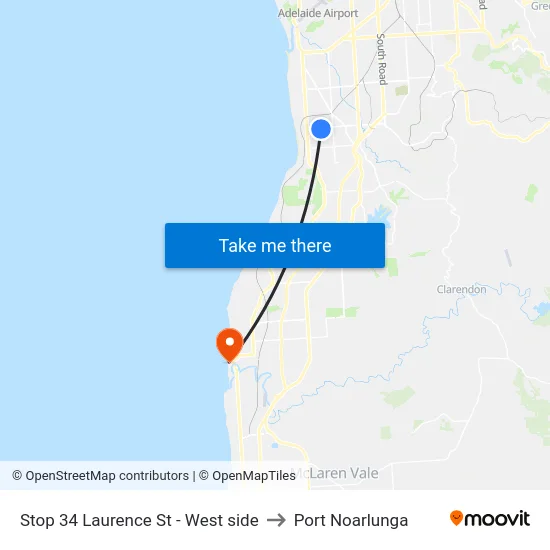 Stop 34 Laurence St - West side to Port Noarlunga map