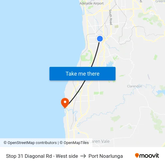 Stop 31 Diagonal Rd - West side to Port Noarlunga map