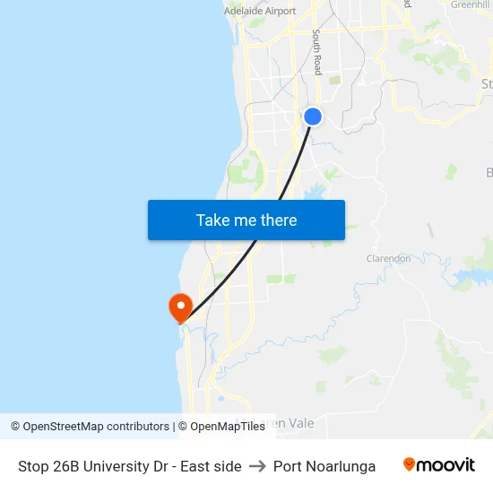 Stop 26B University Dr - East side to Port Noarlunga map
