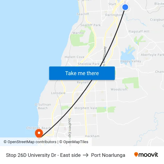 Stop 26D University Dr - East side to Port Noarlunga map