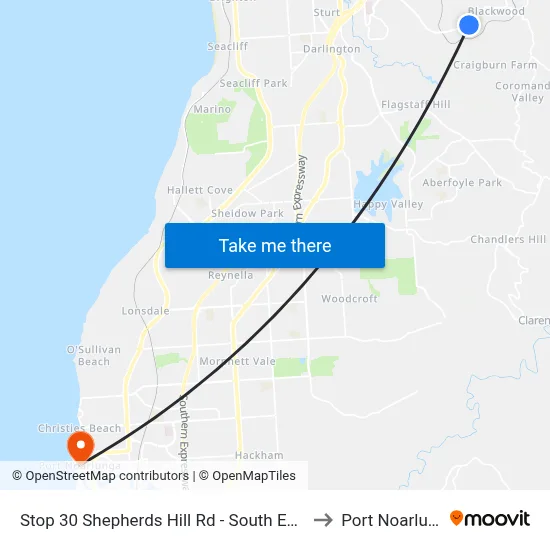 Stop 30 Shepherds Hill Rd - South East side to Port Noarlunga map