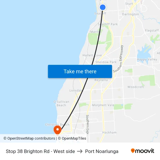 Stop 38 Brighton Rd - West side to Port Noarlunga map