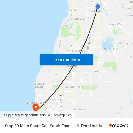 Stop 30 Main South Rd - South East side to Port Noarlunga map