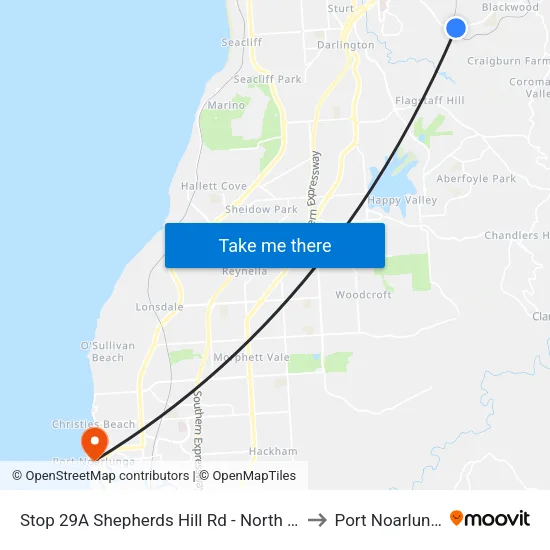 Stop 29A Shepherds Hill Rd - North side to Port Noarlunga map