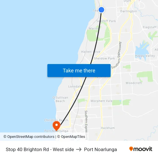 Stop 40 Brighton Rd - West side to Port Noarlunga map