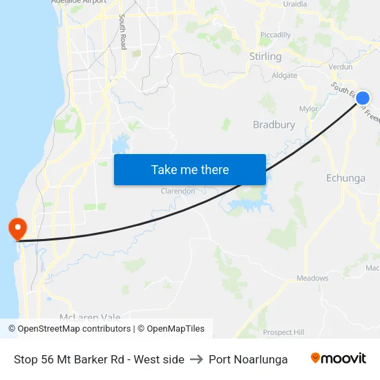 Stop 56 Mt Barker Rd - West side to Port Noarlunga map