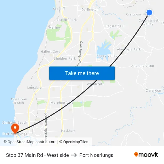 Stop 37 Main Rd - West side to Port Noarlunga map