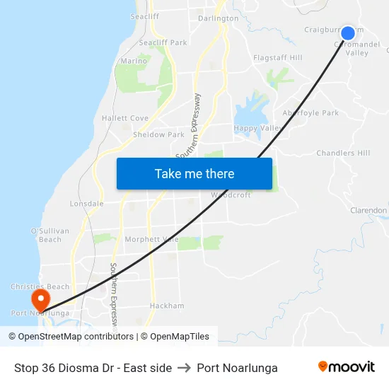 Stop 36 Diosma Dr - East side to Port Noarlunga map