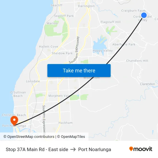 Stop 37A Main Rd - East side to Port Noarlunga map