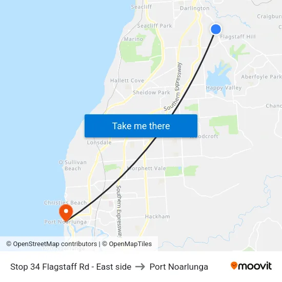 Stop 34 Flagstaff Rd - East side to Port Noarlunga map