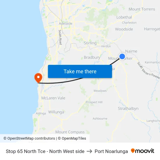 Stop 65 North Tce - North West side to Port Noarlunga map