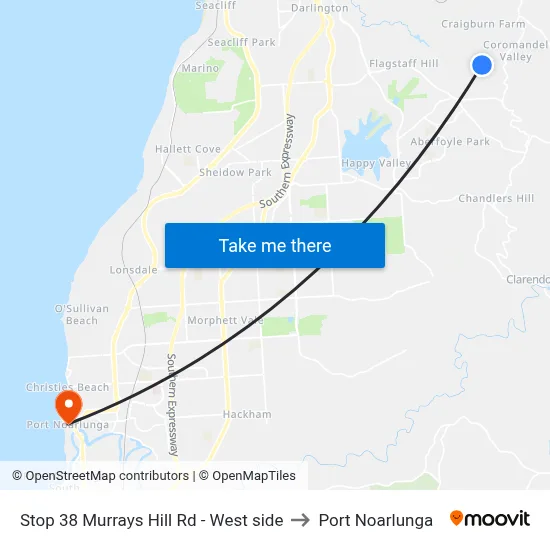 Stop 38 Murrays Hill Rd - West side to Port Noarlunga map