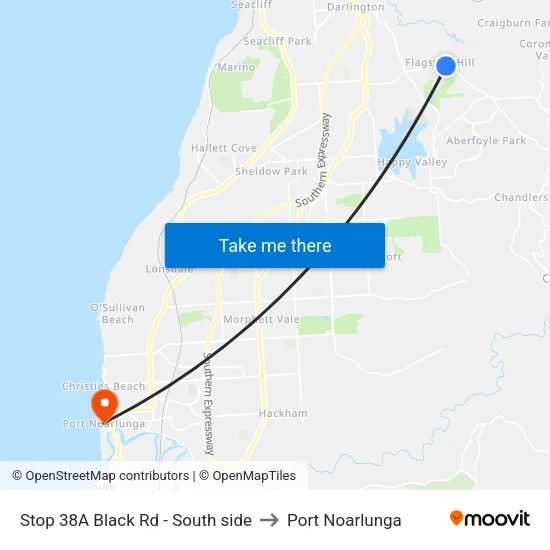 Stop 38A Black Rd - South side to Port Noarlunga map