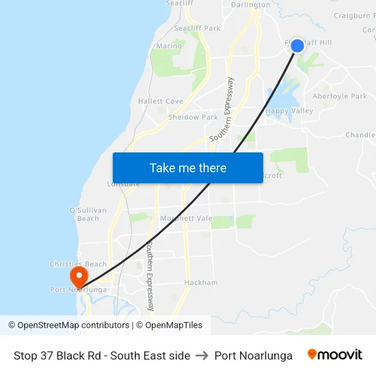 Stop 37 Black Rd - South East side to Port Noarlunga map