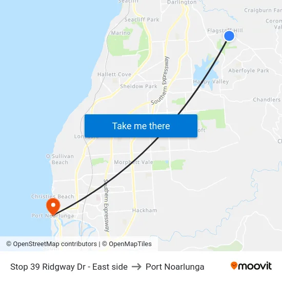 Stop 39 Ridgway Dr - East side to Port Noarlunga map