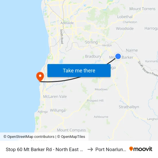 Stop 60 Mt Barker Rd - North East side to Port Noarlunga map