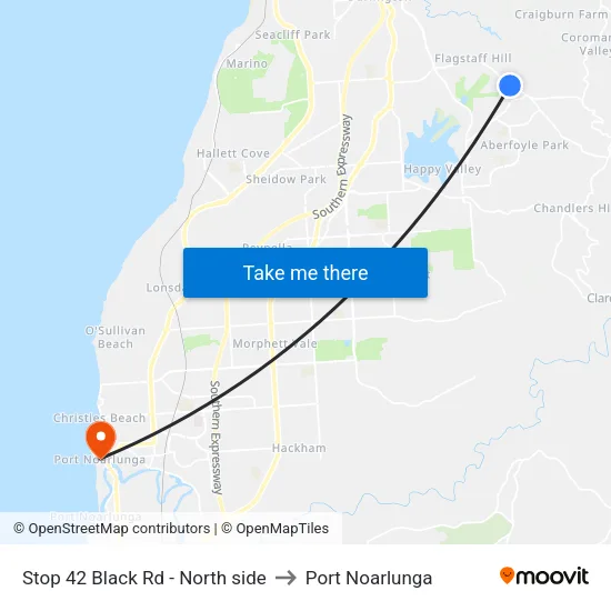 Stop 42 Black Rd - North side to Port Noarlunga map
