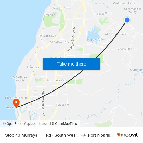 Stop 40 Murrays Hill Rd - South West side to Port Noarlunga map