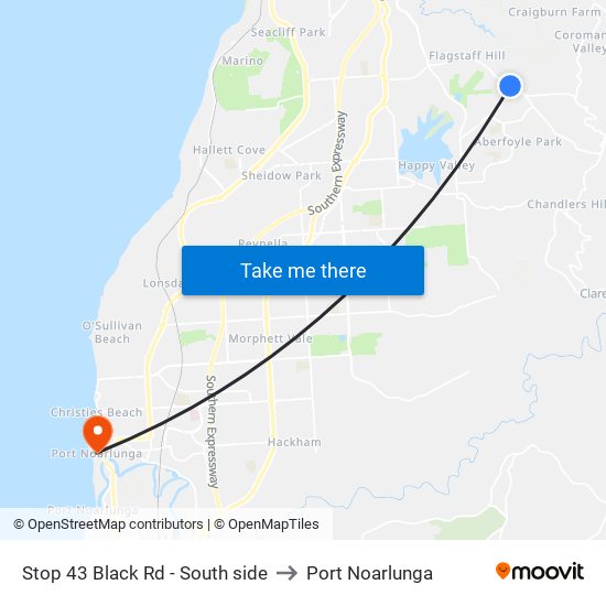 Stop 43 Black Rd - South side to Port Noarlunga map