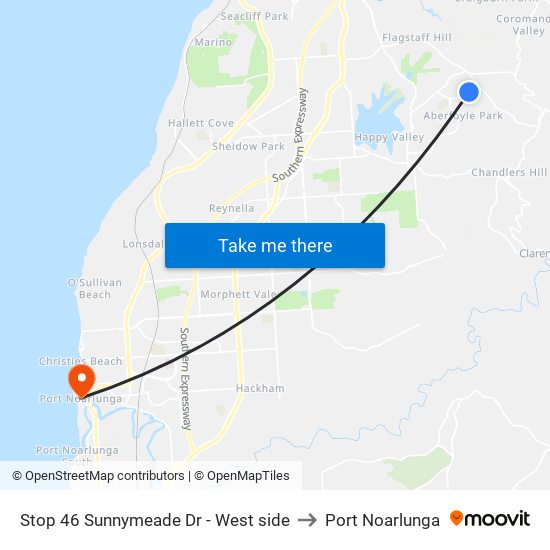 Stop 46 Sunnymeade Dr - West side to Port Noarlunga map