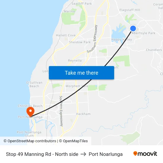 Stop 49 Manning Rd - North side to Port Noarlunga map