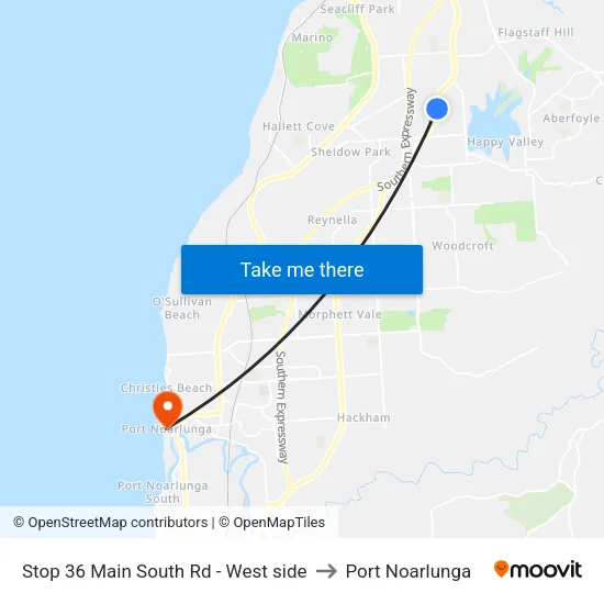 Stop 36 Main South Rd - West side to Port Noarlunga map