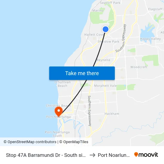 Stop 47A Barramundi Dr - South side to Port Noarlunga map