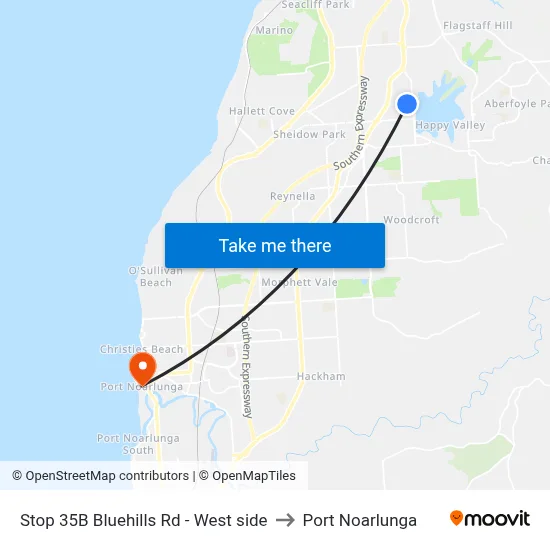 Stop 35B Bluehills Rd - West side to Port Noarlunga map