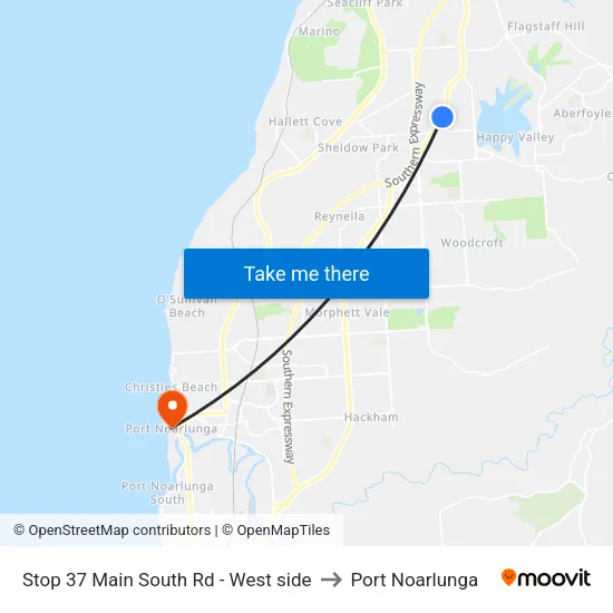 Stop 37 Main South Rd - West side to Port Noarlunga map