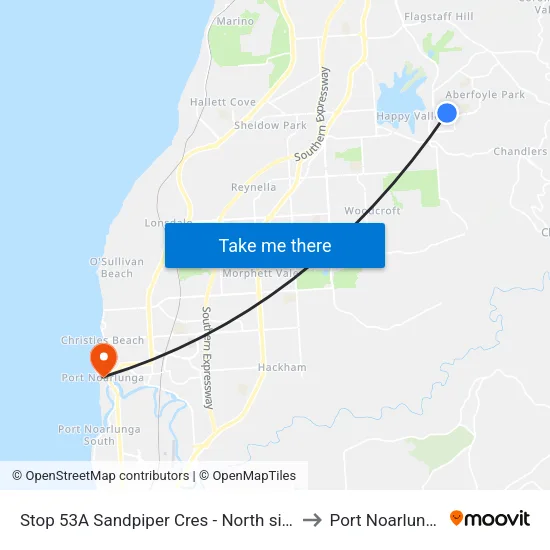 Stop 53A Sandpiper Cres - North side to Port Noarlunga map