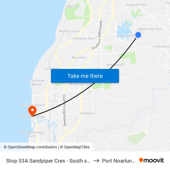 Stop 53A Sandpiper Cres - South side to Port Noarlunga map