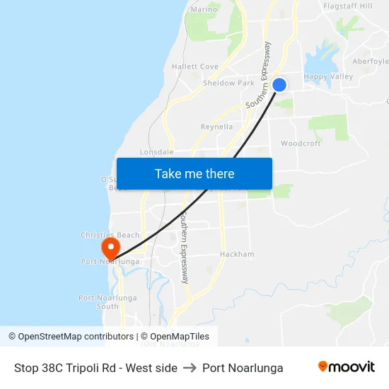 Stop 38C Tripoli Rd - West side to Port Noarlunga map