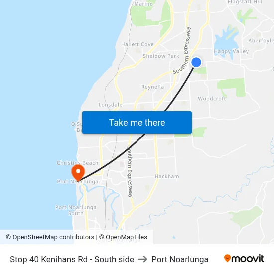 Stop 40 Kenihans Rd - South side to Port Noarlunga map