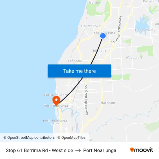 Stop 61 Berrima Rd - West side to Port Noarlunga map