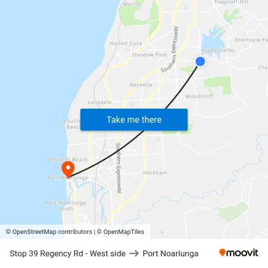 Stop 39 Regency Rd - West side to Port Noarlunga map