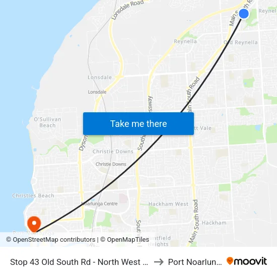 Stop 43 Old South Rd - North West side to Port Noarlunga map