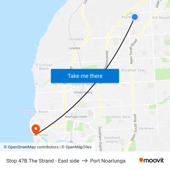 Stop 47B The Strand - East side to Port Noarlunga map