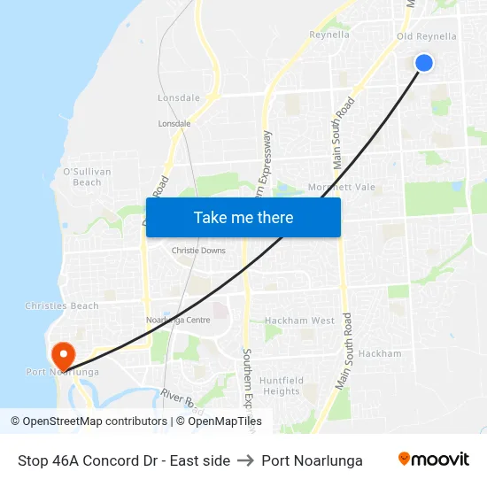 Stop 46A Concord Dr - East side to Port Noarlunga map