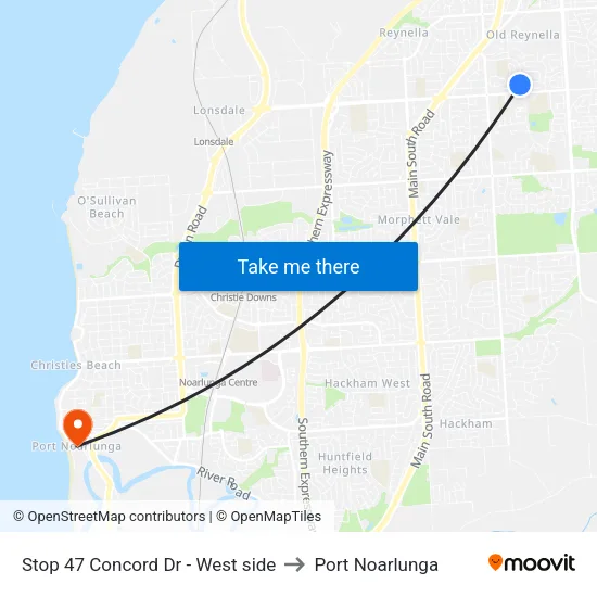 Stop 47 Concord Dr - West side to Port Noarlunga map