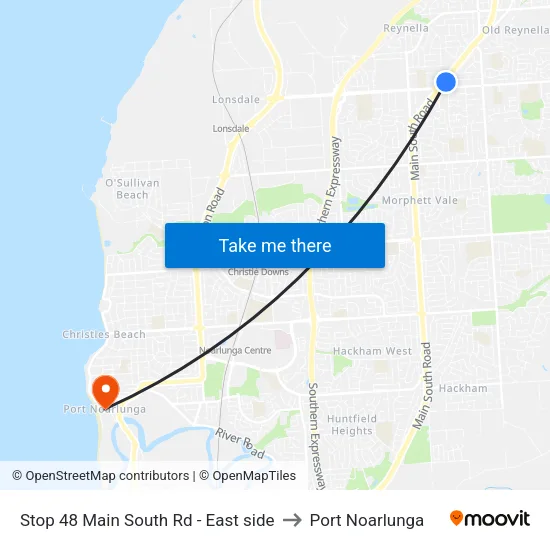 Stop 48 Main South Rd - East side to Port Noarlunga map