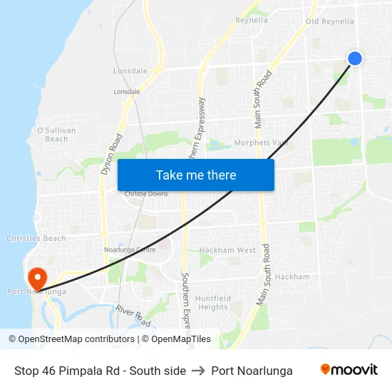 Stop 46 Pimpala Rd - South side to Port Noarlunga map