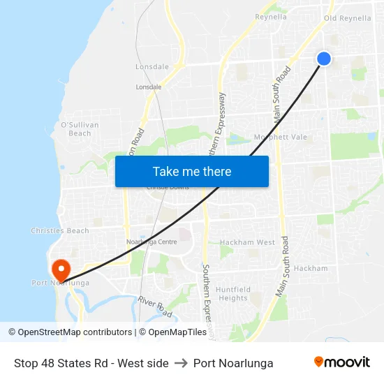 Stop 48 States Rd - West side to Port Noarlunga map