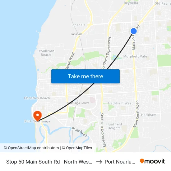 Stop 50 Main South Rd - North West side to Port Noarlunga map
