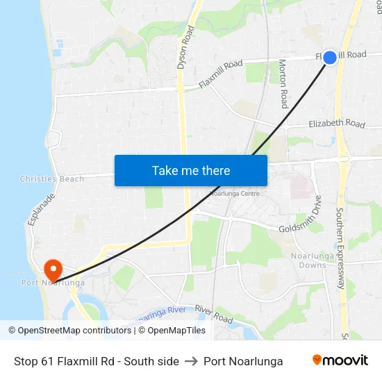 Stop 61 Flaxmill Rd - South side to Port Noarlunga map