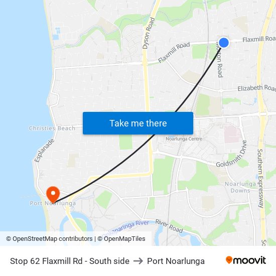Stop 62 Flaxmill Rd - South side to Port Noarlunga map