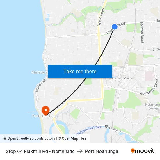 Stop 64 Flaxmill Rd - North side to Port Noarlunga map