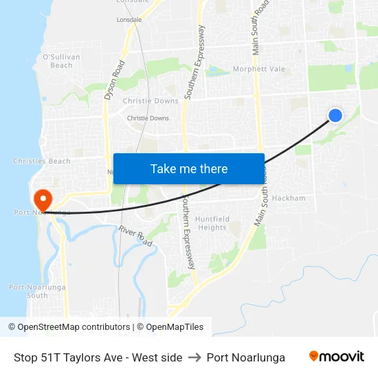 Stop 51T Taylors Ave - West side to Port Noarlunga map