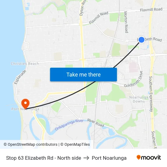 Stop 63 Elizabeth Rd - North side to Port Noarlunga map